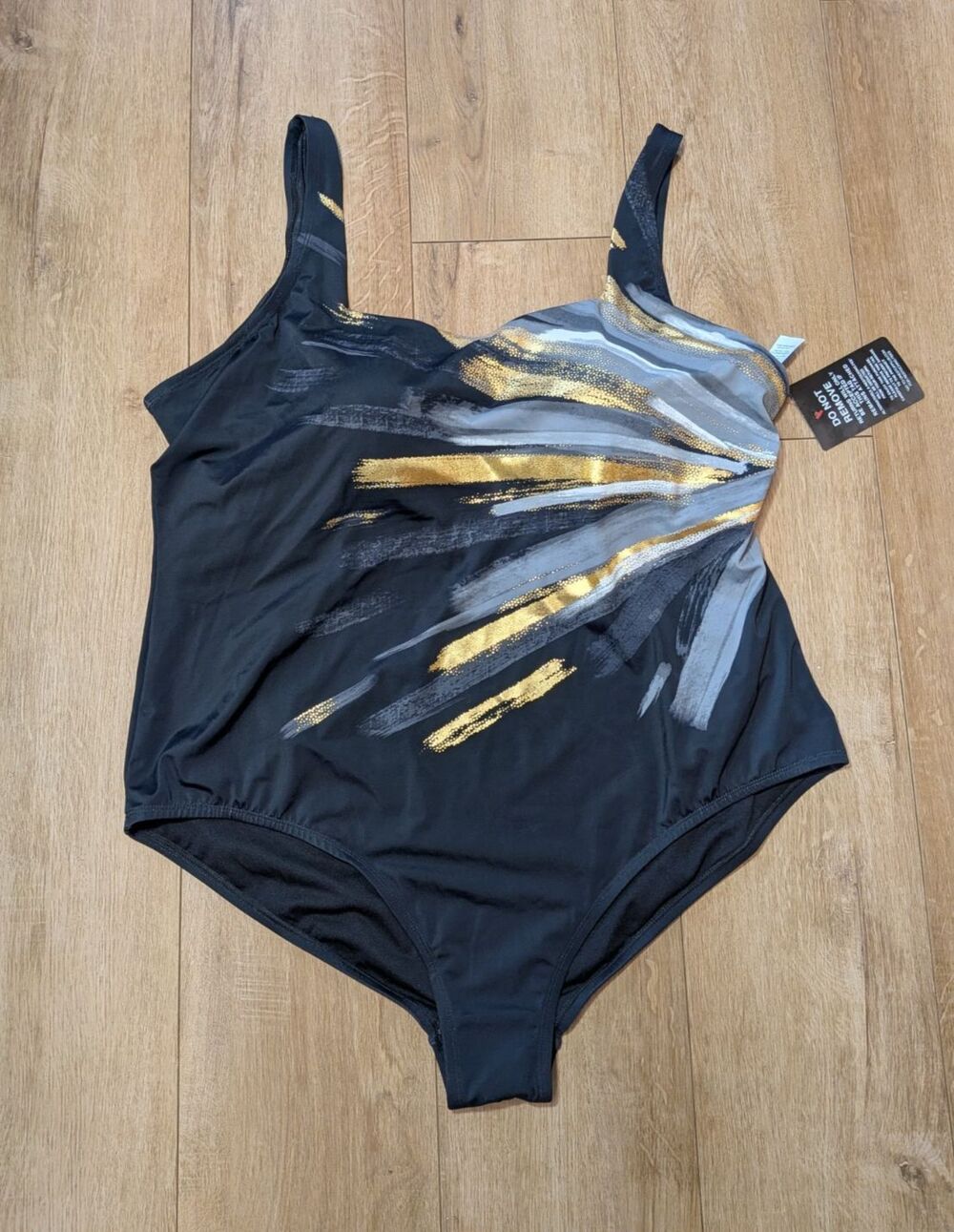 NWT Swimsuits For All - One Piece Square Neck Tummy Control Multi Padded Sz 24